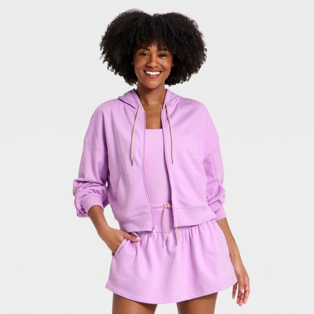 Women's French Terry Full Zip Sweatshirt - All In Motion Light Violet XL